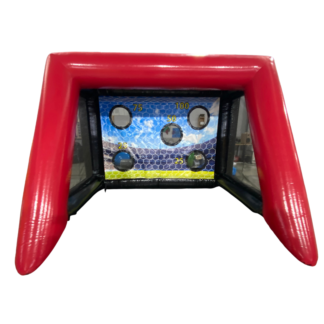Inflatable penalty shootout with side panels for hire UK football game with enclosed sides